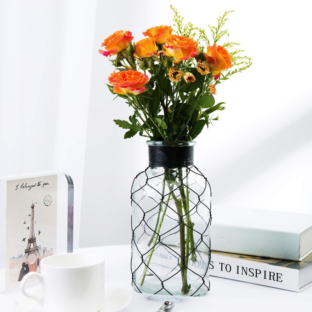 Wired glass vase